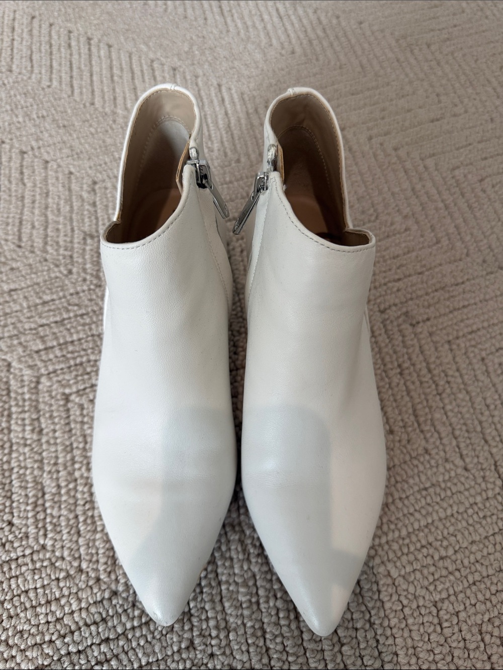 Sam Edelman White Pointed Toe Ankle Booties